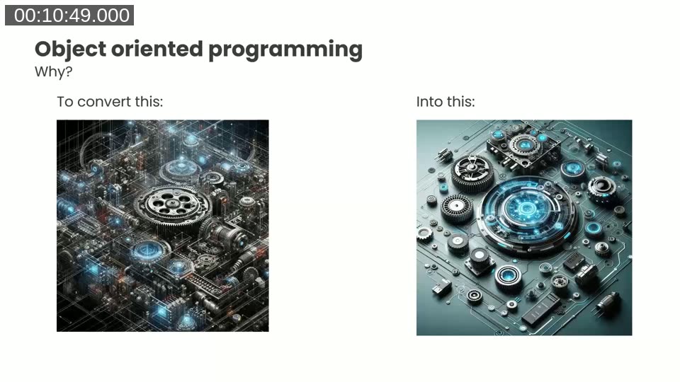 OOP slide: converting complex tangled code into well-organized smaller components