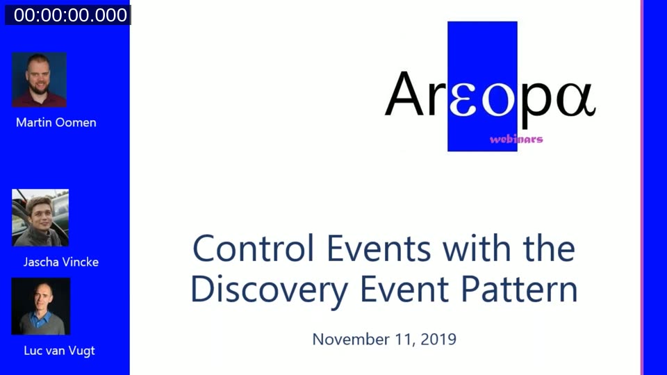 Webinar title slide: Control Events with the Discovery Event Pattern