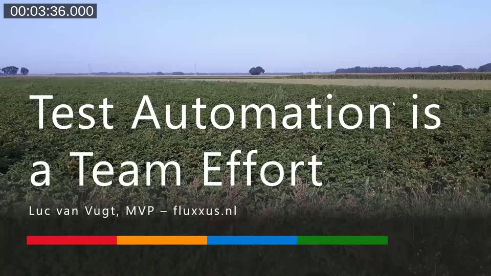Title slide: Test Automation is a Team Effort, Luc van Vugt, MVP, fluxxus.nl