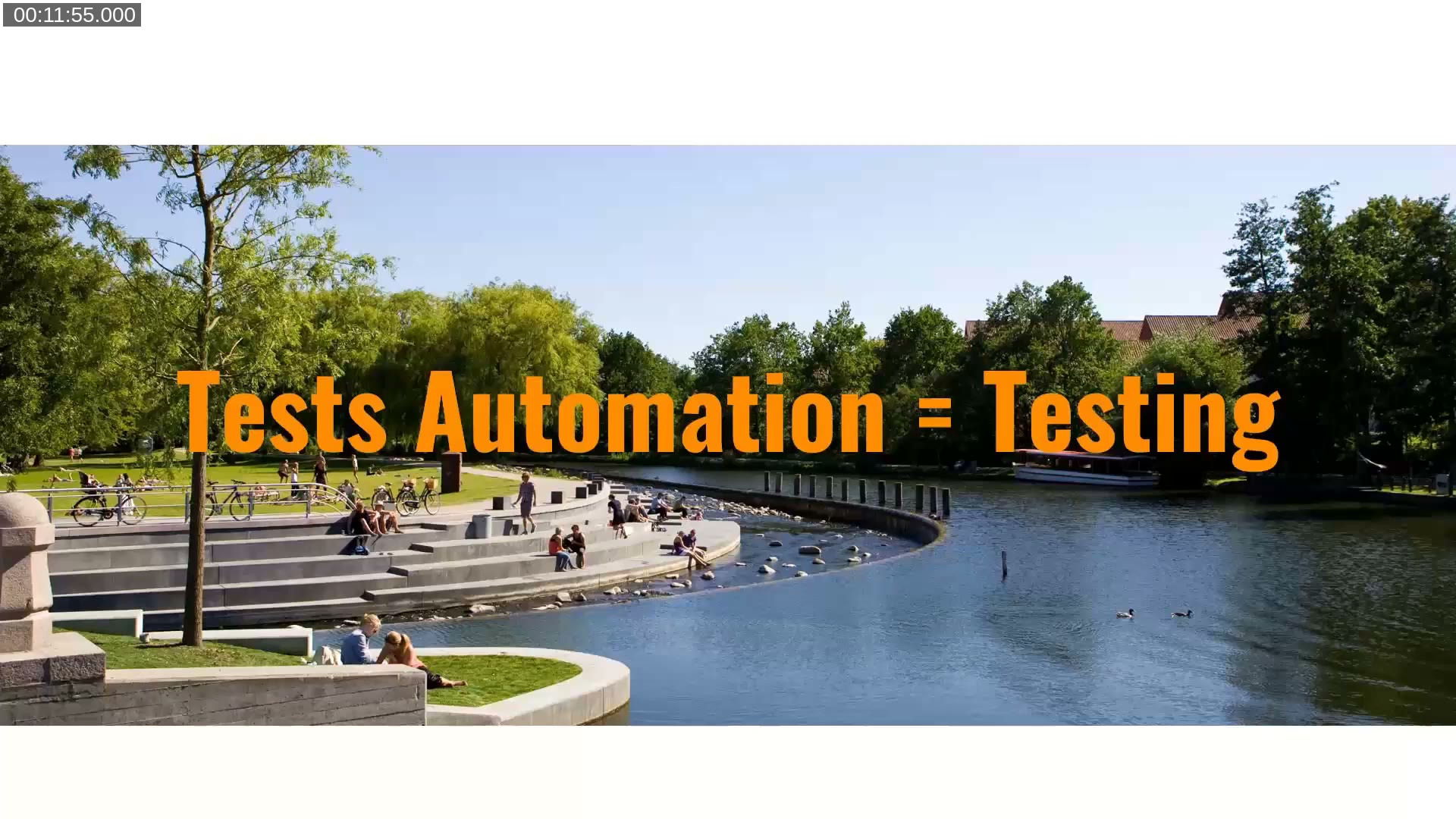 Slide stating 'Tests Automation = Testing'