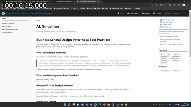 The alguidelines.dev website homepage showing the AL Guidelines documentation structure