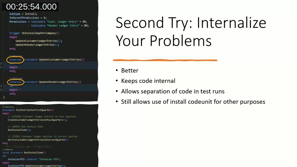 Second attempt: marking the install procedures internal so only code within the same app can call them