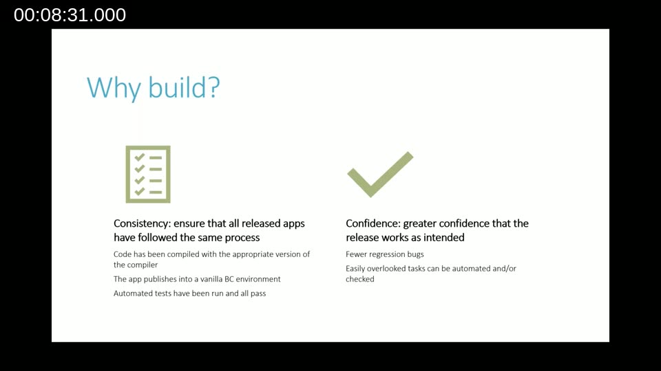 Why build? Slide showing Consistency and Confidence as the two main benefits