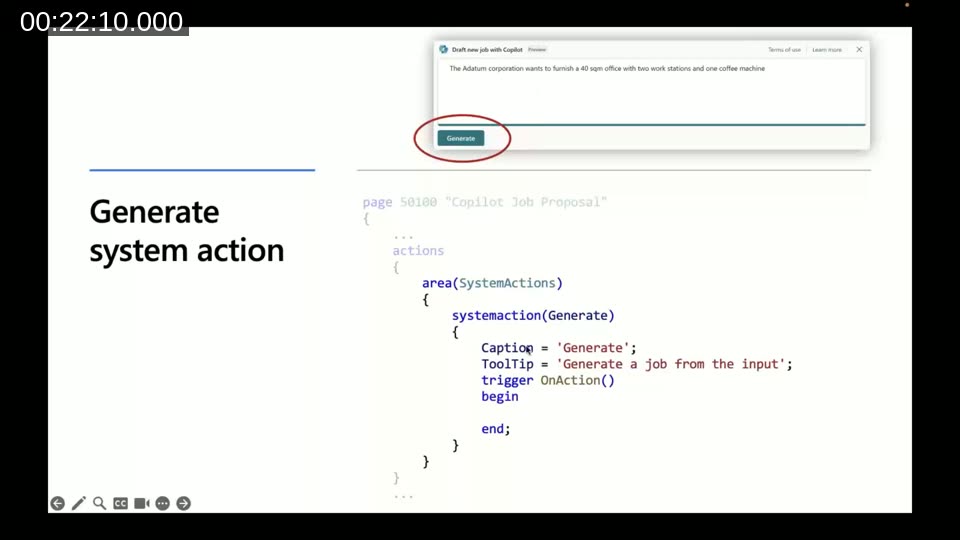 systemaction(Generate) with Caption, ToolTip and OnAction trigger