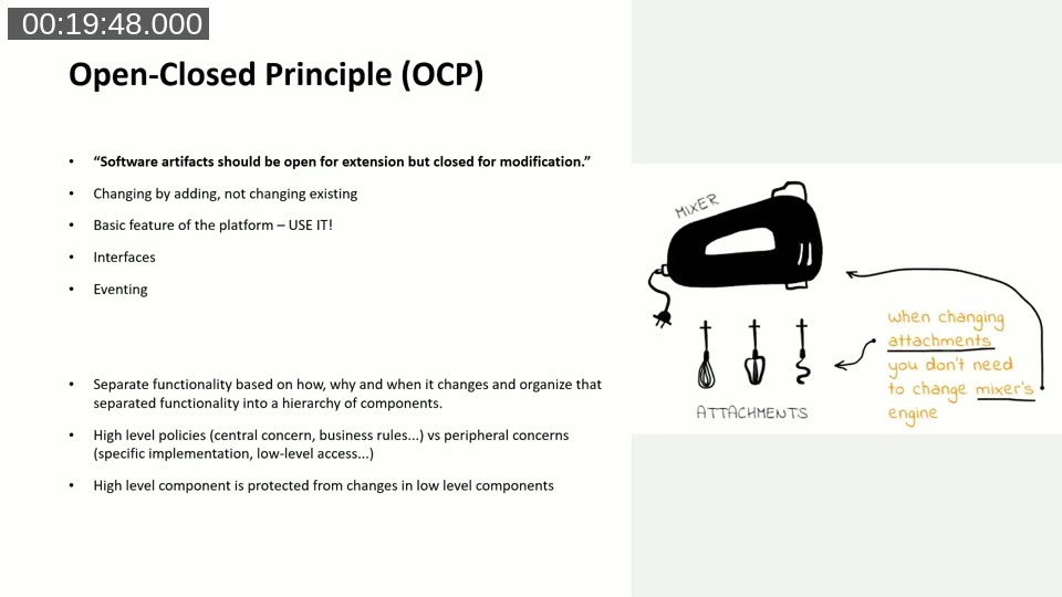 Slide: OCP illustrated with a mixer and interchangeable attachments.
