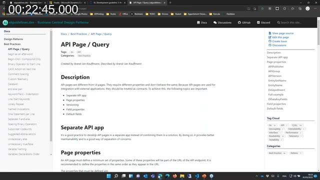 API Page / Query best practice page on alguidelines.dev