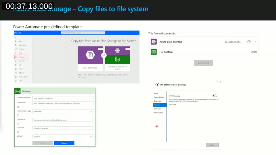 Power Automate template for copying files from Azure Blob Storage to a local file system via an on-premises data gateway