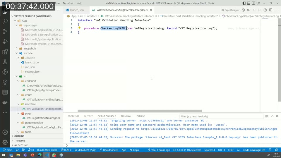 AL code for the Invalid VIES Check codeunit implementing a mock of the VAT validation interface