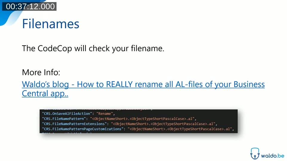 Updated CodeCop rules in BC v16: enforced file naming convention, unused parameters warning, enum assignment strictness, and StrSubstNo placeholder comments